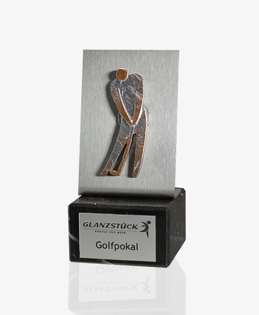 Edelstahlaufsteller mit Metallgolfer