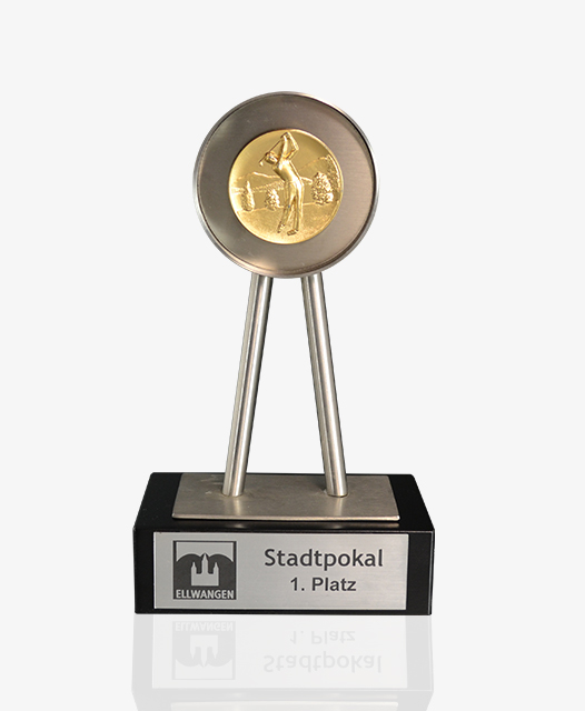 Edelstahlquader mit Medaille