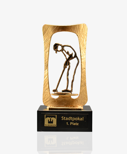 Golffigur in Metallrahmen