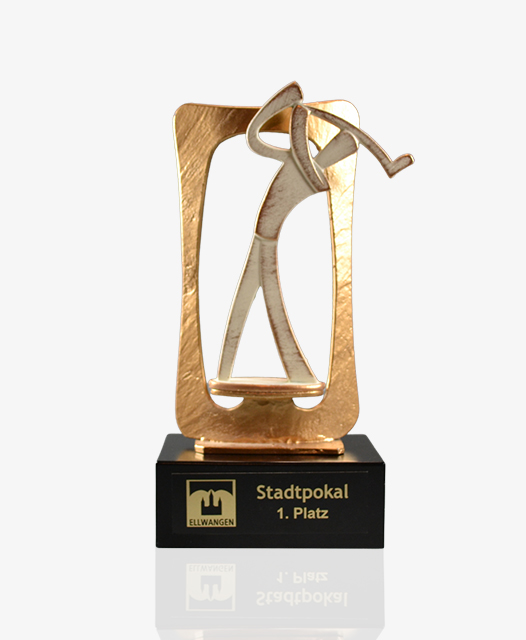 Golffigur in Metallrahmen